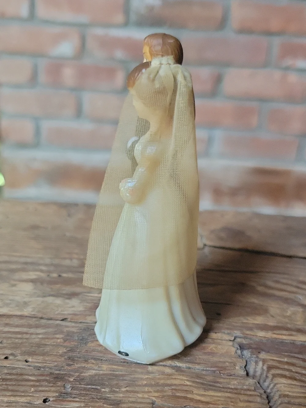 Vintage 1950's Bride and Groom Wedding Cake Topper - Ivory Dress, Black Tux